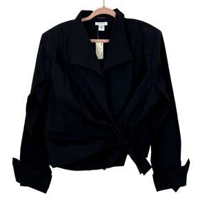 NWT Avenue Black Long Sleeve Collar Removable Shoulder Pads Blouse Plus Size 22